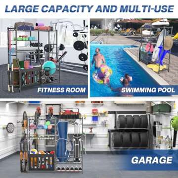 OrganizeLink Garage Sports Equipment Organizer - Multi Use Golf & Basketball Rack, Strong Load Beari...