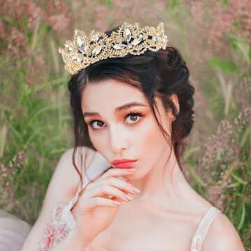 TOCESS Gold Crown Tiara for Women Wedding Crystal Rhinestone Tiara Queen Princess Crown for Bride Br...