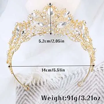 TOCESS Gold Crown Tiara - Ideal for Weddings & Events