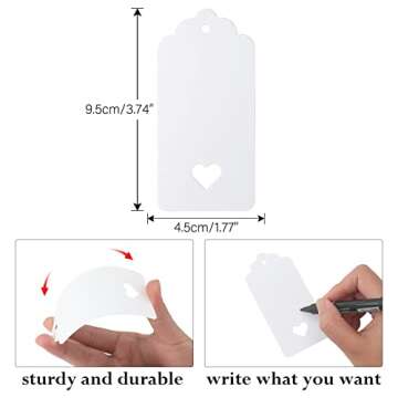 G2PLUS Gift Tags with String, 100PCS Hollow Heart Gift Tags, 2''x4'' Blank Hang Tags, Heart Wedding ...