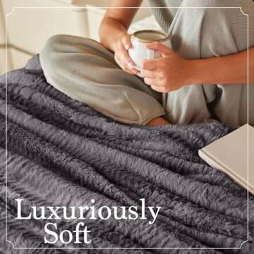 The Connecticut Home Co Throw Blanket for Couch, Soft Luxury Home Decor Faux Fur and Sherpa, Cozy Wa...
