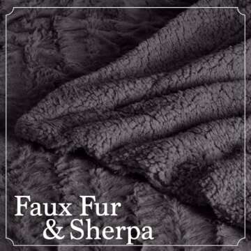 The Connecticut Home Co Throw Blanket for Couch, Soft Luxury Home Decor Faux Fur and Sherpa, Cozy Warm Throws for Bed, Gift for Women, Bedding Accent Blankets for Sofa Beds Chair, 65x50, Gray