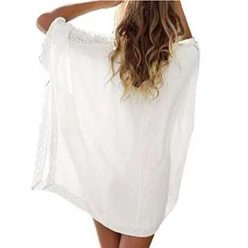 Walant Womens Solid Oversized Beach Cover Up Swimsuit Bathing Suit Beach Dress,White,One Size