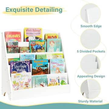 TOETOL 5-Tier Kids Bookshelf for Young Readers