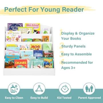 TOETOL 5-Tier Kids Bookshelf for Young Readers