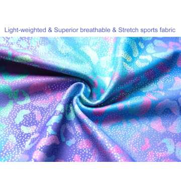 Domusgo Gymnastics Leotards for Girls 4t 5t Green Purple Leopard Sparkly One Piece Tumbling Outfits