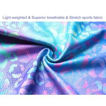 Domusgo Gymnastics Leotards for Girls 4t 5t Green Purple Leopard Sparkly One Piece Tumbling Outfits