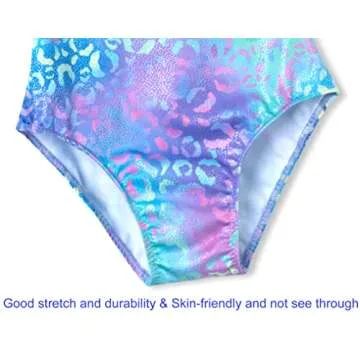 Domusgo Gymnastics Leotards for Girls 4t 5t Green Purple Leopard Sparkly One Piece Tumbling Outfits