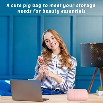 3 Pcs Plush Makeup Bag Checkered Cosmetic Bag Cosmetic Travel Bag Large Zipper Travel Toiletry Bag Portable Multi Functional Capacity Bag Cute Makeup Brushes Storage Bag for Women, Pink, Blue, White