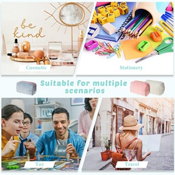 3 Pcs Plush Makeup Bag Checkered Cosmetic Bag Cosmetic Travel Bag Large Zipper Travel Toiletry Bag Portable Multi Functional Capacity Bag Cute Makeup Brushes Storage Bag for Women, Pink, Blue, White