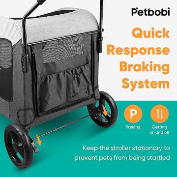 Petbobi Dog Stroller for Medium Dogs - Easy Fold Dual Entry Pet Stroller with One-Foot Brake, All Terrain Dog Wagon Cart with Large Air Mesh, Ideal for Large Senior Pets up to 80 lbs, Dark Grey