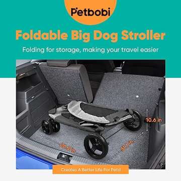Petbobi Dog Stroller for Medium Dogs - Easy Fold Dual Entry Pet Stroller with One-Foot Brake, All Terrain Dog Wagon Cart with Large Air Mesh, Ideal for Large Senior Pets up to 80 lbs, Dark Grey