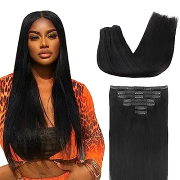 Lashey Clip in Hair Extensions 110g #1 Jet Black 18 Inch 7pcs for Black Women