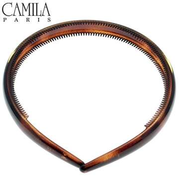 Camila Paris AD44 French Fashion Headband for Women, Very Flexible with Teeth for Strong Hold Grip, Women's Hairband, No Slip and Durable Styling Girls Hair Accessories, Made in France with Cellulose