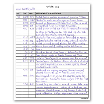 Activity Log Notepad, 60 Page Planning Pad to List a Task, Action or Contact. A Versatile Work Tool to Track Time & Organize Office Productivity. 8.5 X 11, A4 Sheets.