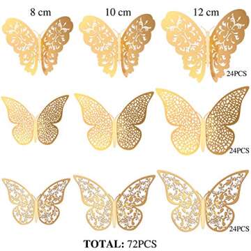 72 Pieces 3D Butterfly Wall Decals - Easy Home Decor