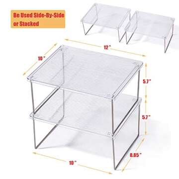 IVYHOME Pantry Organizer, Cabinet Storage Shelf Rack, Stackable Kitchen Cabinet, Foldable Countertop...