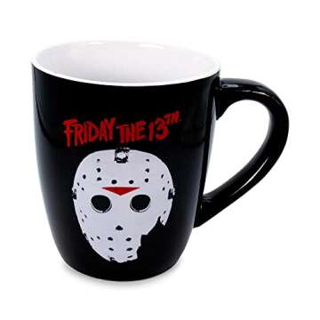 Silver Buffalo Friday the 13th Jason Voorhees Black Ceramic Coffee Mug | BPA-Free Large Mugs and Cup...