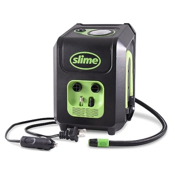 Slime 40065 Tire and Mattress Inflator, Dual Power All-Purpose, Portable Car and Home Plug, High Pre...
