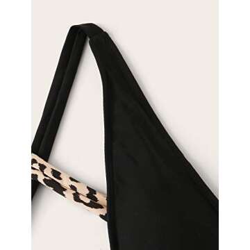 SweatyRocks Women's Sexy Bathing Suits Criss Cross Tie Knot Front Deep V Open Back Leopard One Piece Swimwear Leopard Black Medium