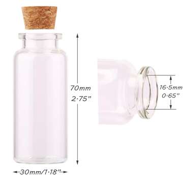 MaxMau 30ml Cork Stoppers Glass Bottles, Small Jars for Candy Wishing Bottle Wedding Favors (12 Sets...
