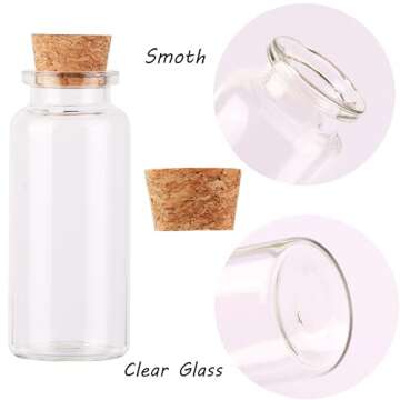 MaxMau 30ml Cork Stoppers Glass Bottles, Small Jars for Candy Wishing Bottle Wedding Favors (12 Sets)