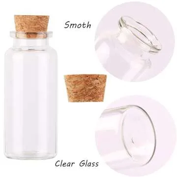 MaxMau 30ml Cork Stoppers Glass Bottles, Small Jars for Candy Wishing Bottle Wedding Favors (12 Sets)