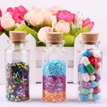 MaxMau 30ml Cork Stoppers Glass Bottles, Small Jars for Candy Wishing Bottle Wedding Favors (12 Sets)