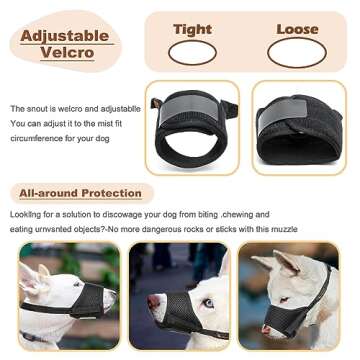 HEELE Dog Muzzle,Soft Nylon Muzzle Anti Biting Barking Chewing,Air Mesh Breathable Drinkable Adjustable Loop Pets Muzzle for Small Medium Large Dogs 4 Colors 4 Sizes