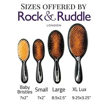 Rock & Ruddle Natural Mixed Boar Bristle Hair Brush for Women and Kids (Small 6.9") - Perfect for Wet or Dry Hair, Detangling Smoothing Blowdrying - Designed & Made in UK - Pink Gingham