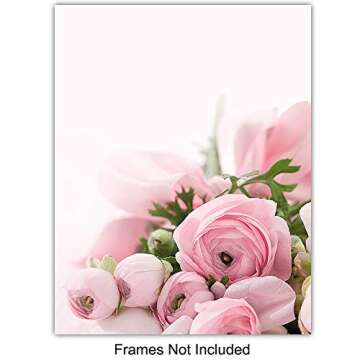 Flower Wall Art for Women - Shabby Chic Floral Home Decor, Decoration - Girls Bedroom, Living Room, ...