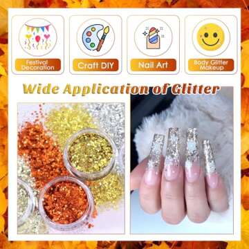 Laza 12 Colors Autumn Nail Glitter for Art & Crafts