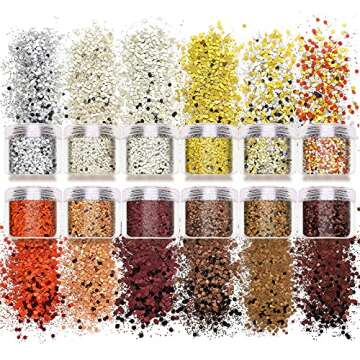 Laza 12 Colors Autumn Nail Glitter for Art & Crafts