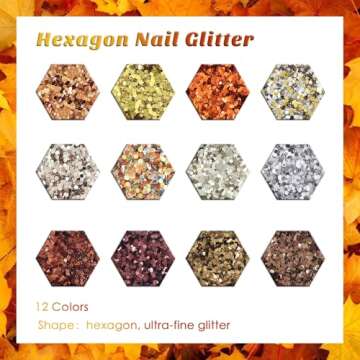 Laza 12 Colors Autumn Nail Glitter for Art & Crafts