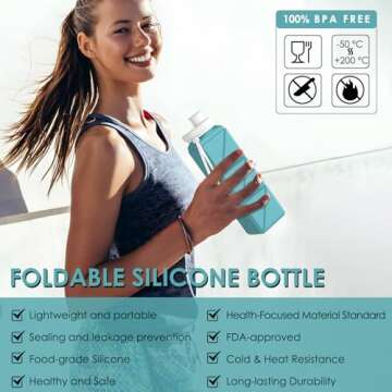 Popdigito Collapsible Water bottles Food-Grade BPA-Free Silicone Travel Bottles Leakproof Foldable W...
