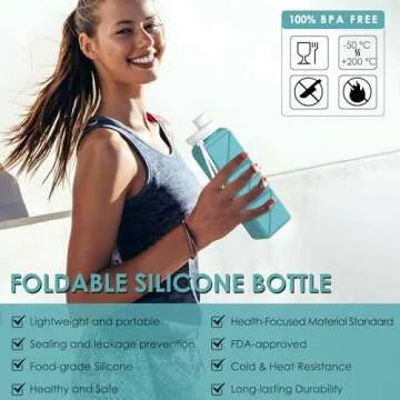 Popdigito Collapsible Water bottles Food-Grade BPA-Free Silicone Travel Bottles Leakproof Foldable W...