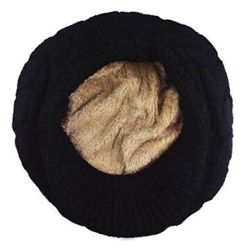 HINDAWI Women Winter Newsboy Hats Warm Knit Wool Snow Caps with Visor, Black