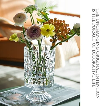 Glass Vase, Embossed Big Base Vase, Flower Vase Decorative for Home Office Wedding Holiday Party Celebrate. Hydroponic Green Plant Vase