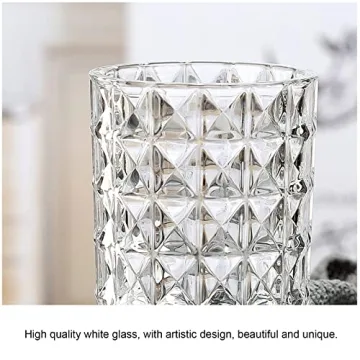 Glass Vase, Embossed Big Base Vase, Flower Vase Decorative for Home Office Wedding Holiday Party Celebrate. Hydroponic Green Plant Vase