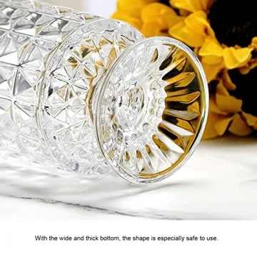 Glass Vase, Embossed Big Base Vase, Flower Vase Decorative for Home Office Wedding Holiday Party Celebrate. Hydroponic Green Plant Vase
