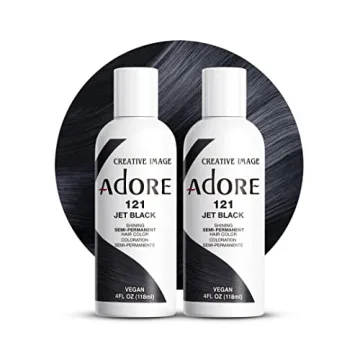 Adore Semi Permanent Hair Color - Vegan and Cruelty-Free Black Hair Dye - 4 Fl Oz - 121 Jet Black (P...
