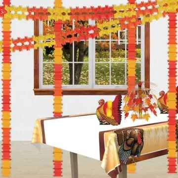 Beistle Colorful Tissue Turkey Centerpiece for Thanksgiving