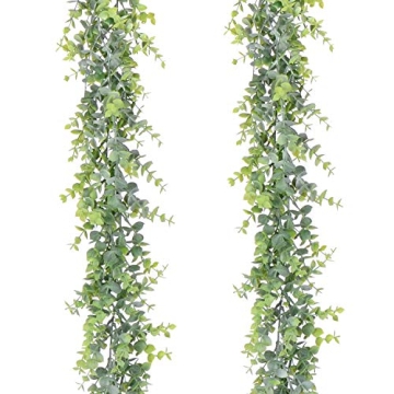 Artificial Vines Faux Eucalyptus Garland, Artiflr 2 Pack Fake Eucalyptus Greenery Garland Wedding Ba...