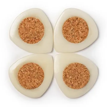 Black Mountain Handcrafted Tagua Guitar Picks with Embedded Cork Grip – Four Pack – Warm Tone for Acoustic & Electric Guitars, 2.5 mm Heavy Gauge Thickness, Unique Jewelry-Like Design