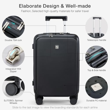 Hanke Grace 20-Inch Carry On Luggage for Business Travel