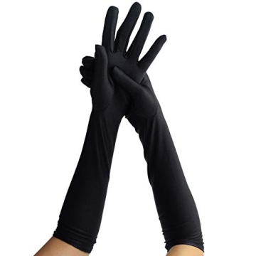 Wobe 20s Satin Elbow Gloves - Classic Black Glam