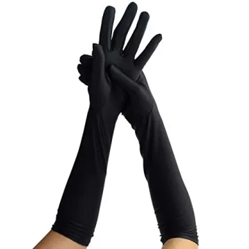 Wobe 20s Satin Elbow Gloves - Classic Black Glam