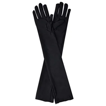 Wobe 20s Satin Elbow Gloves - Classic Black Glam