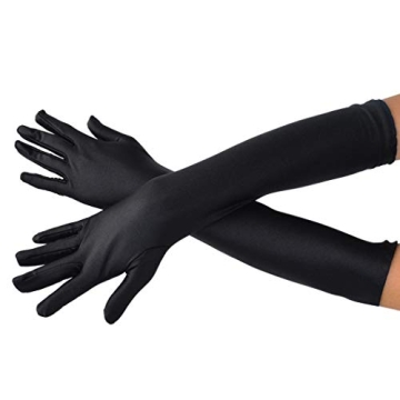 Wobe 20s Satin Elbow Gloves - Classic Black Glam