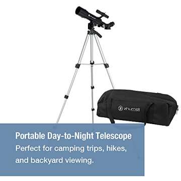 Zhumell 50mm Portable Refractor Telescope - Coated Glass Optics for Beginners